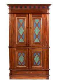 A Mizner Style Painted Two Door Dresser Height 84 1/2 x width 47 x depth 27 inches. — 20TH CENTURY