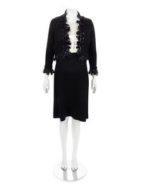 Oscar de la Renta Two-Piece Ensemble: One Cashmere Cardigan and Satin and Wool Dress, Fall 2007