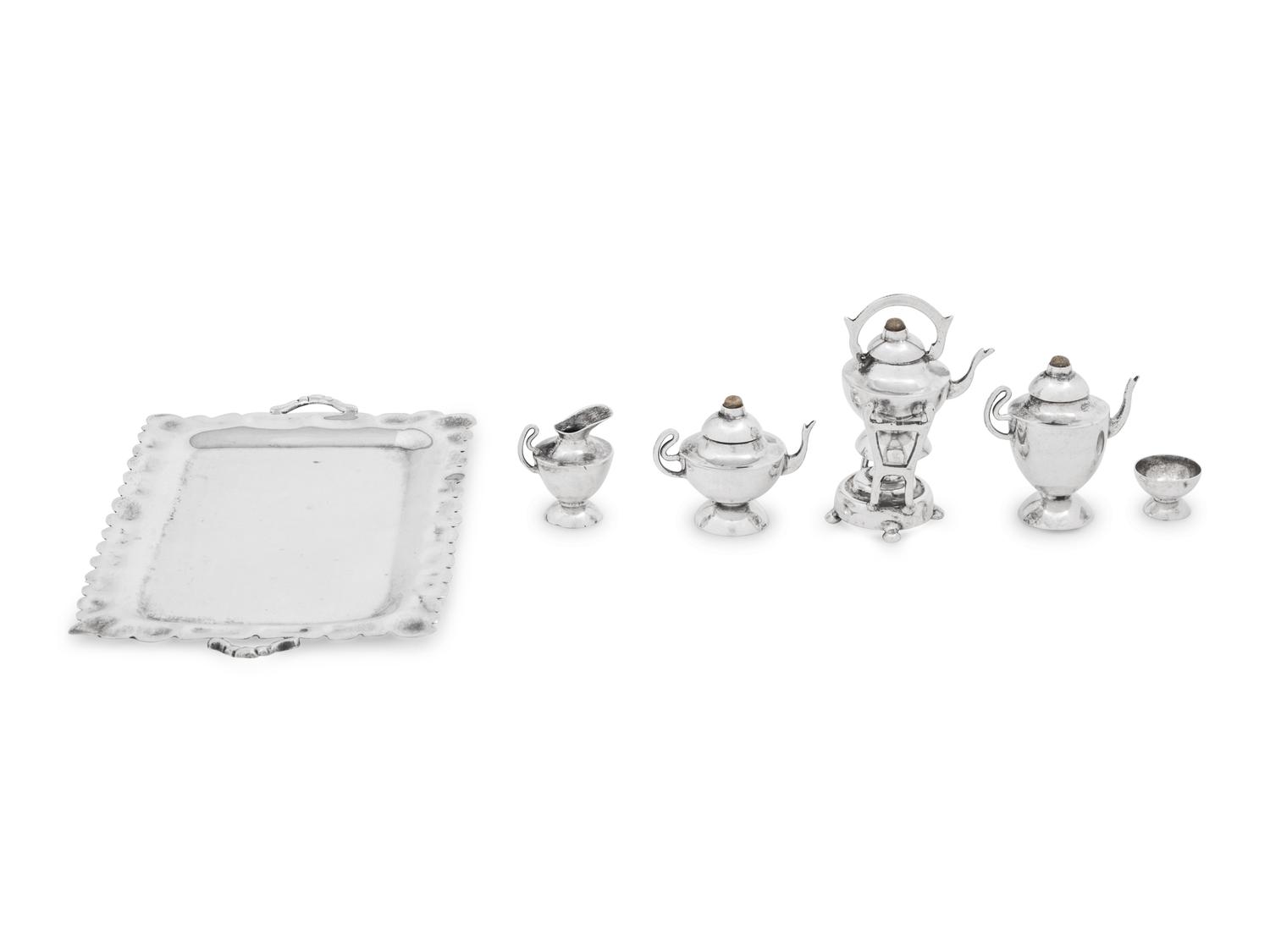 A Mexican Silver Miniature Six-Piece Tea and Coffee Service