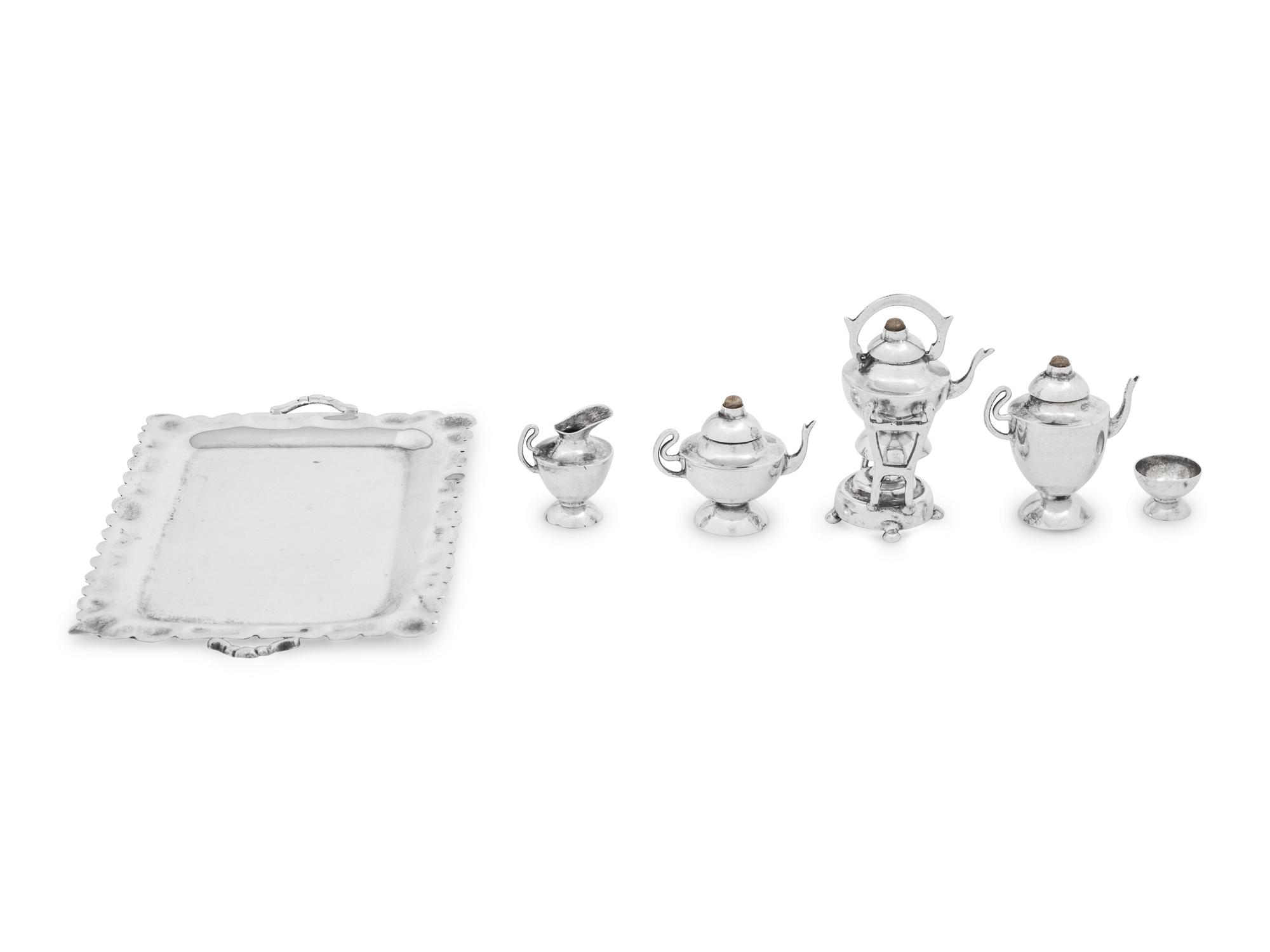 A Mexican Silver Miniature Six-Piece Tea and Coffee Service