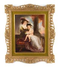 A German Porcelain Plaque, Otto Wustlich (1819-1886), Height 20 x width 16 inches.
