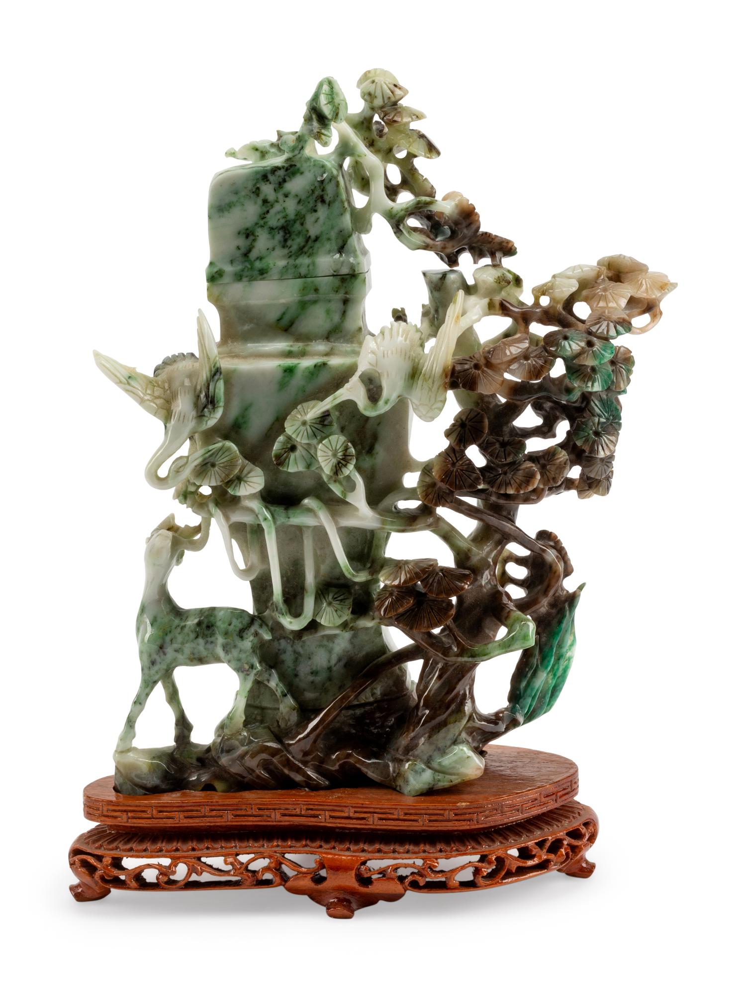 A Chinese Export Carved Hardstone Figural Group
