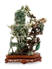 A Chinese Export Carved Hardstone Figural Group