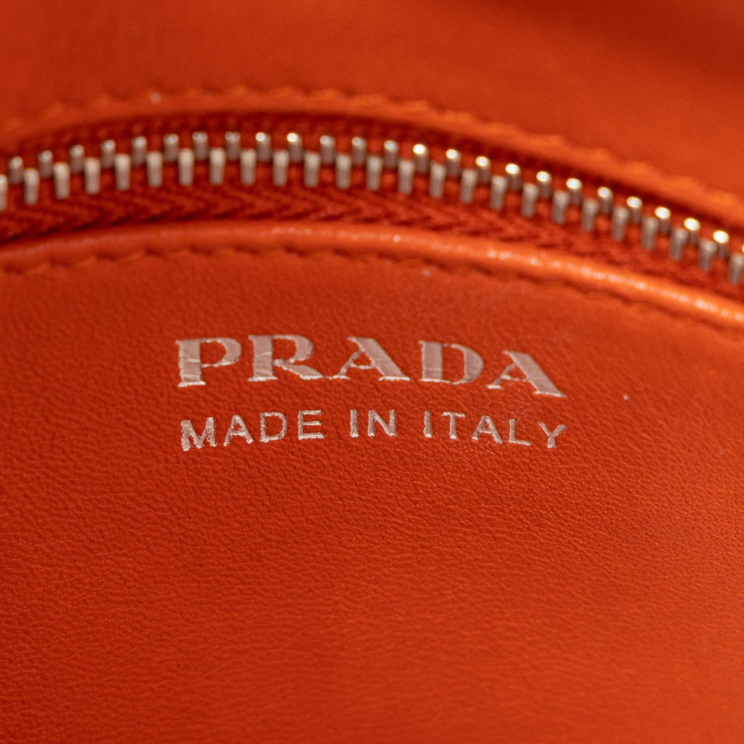 PRADA, BUNNY-ARROW PRINT LEATHER HANDBAG