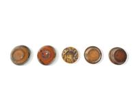 Three Glazed and Manganese Splashed Miniature Turk's Hat Redware Pudding Molds