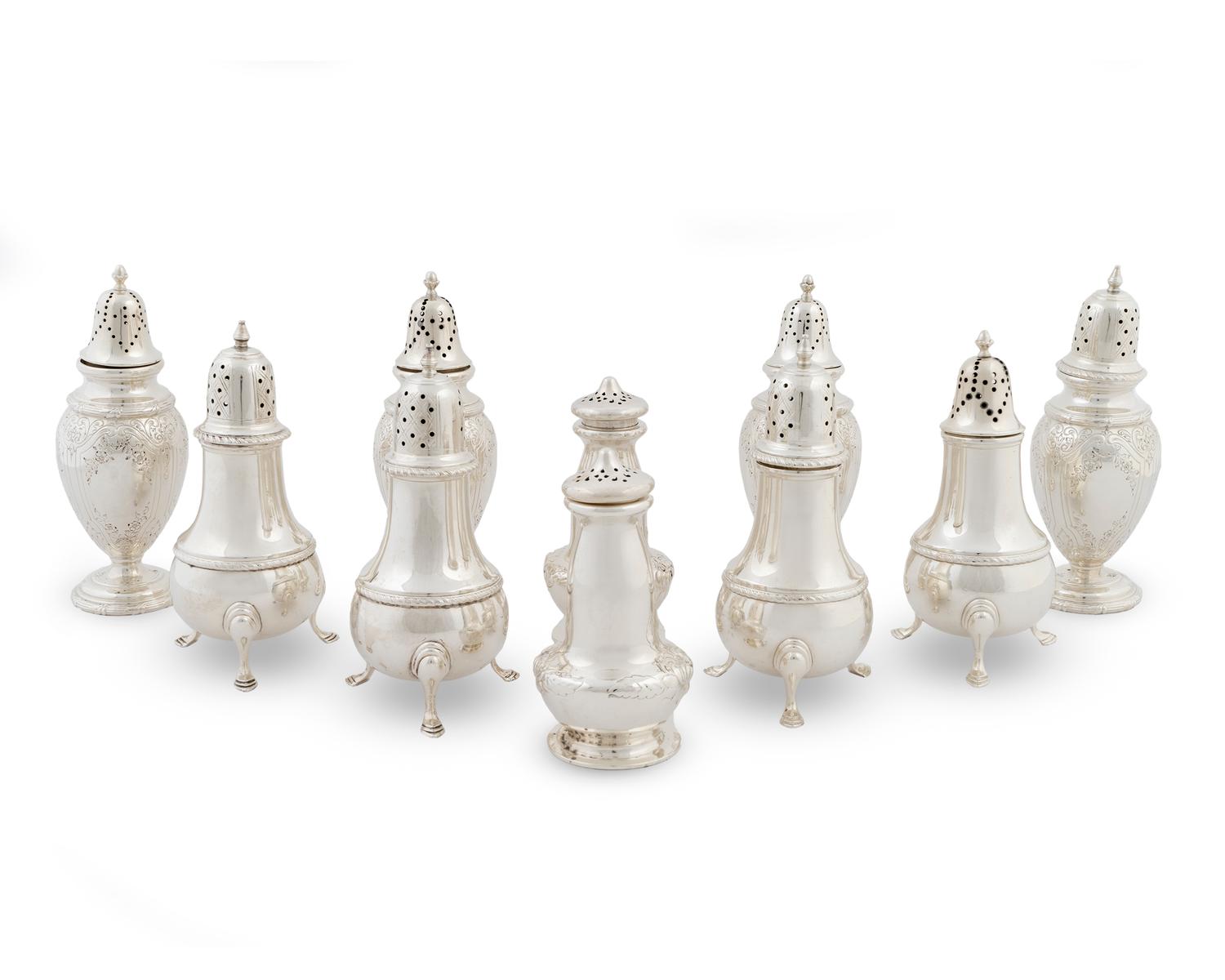 Ten American Silver Standing Salt and Peppers — 20TH CENTURY
