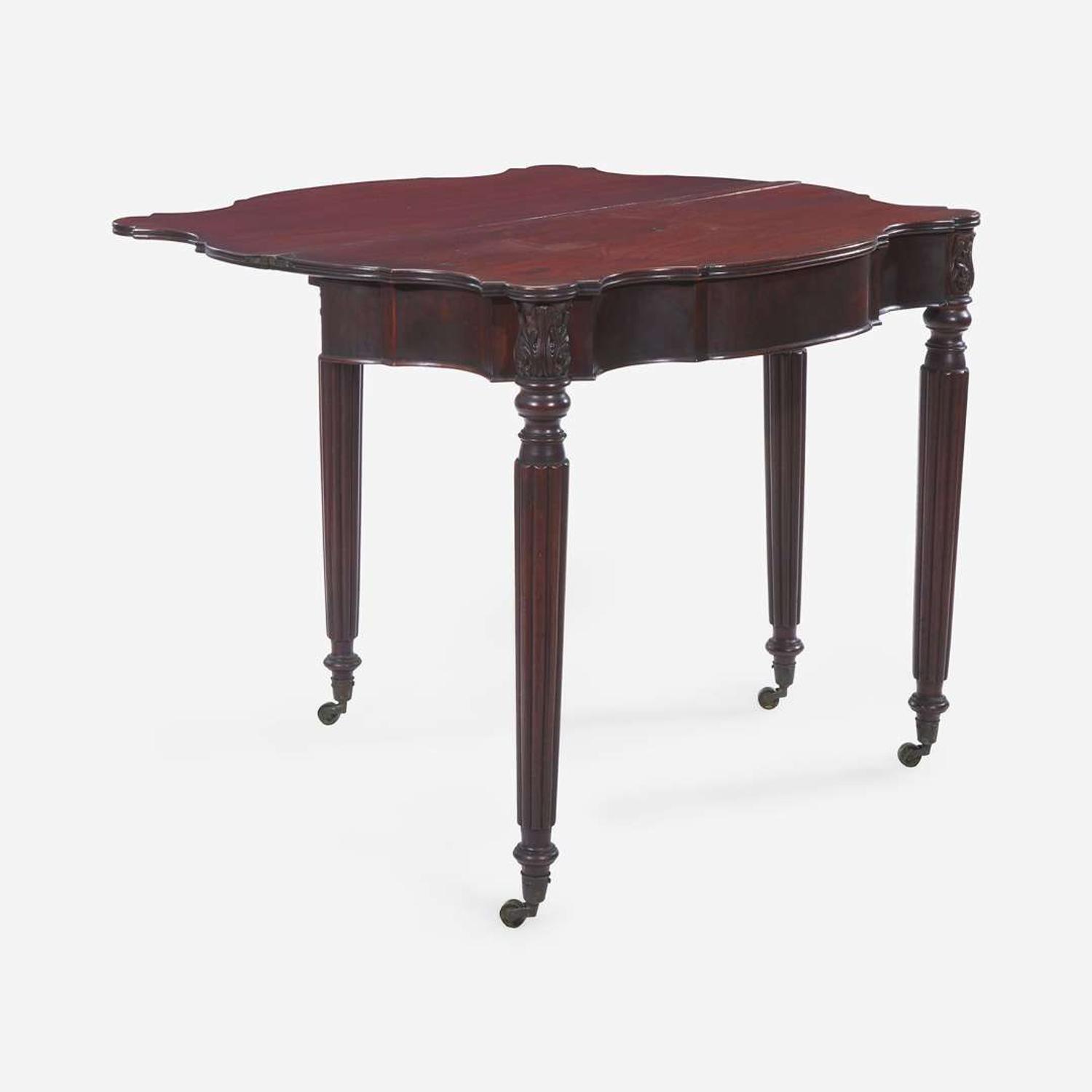 A Federal carved mahogany card table Salem or Boston, MA, circa 1820