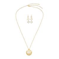 David Yurman, 'Quatrefoil', Yellow Gold and Diamond Pendant Necklace and Earrings