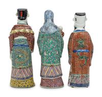Three Chinese Famille Rose Porcelain Figures of Daoist Immortals