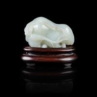 A Chinese Pale Celadon Jade Figure of a Rabbit
