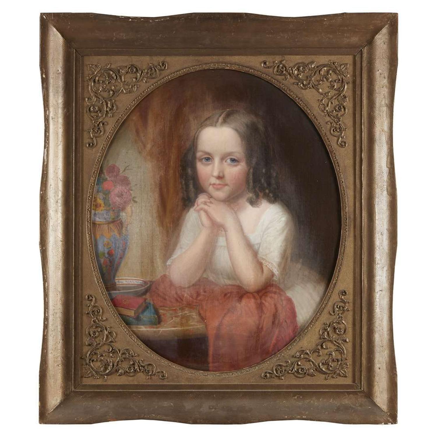 American School 19th century Portrait of a young girl, said to be Julia Blake