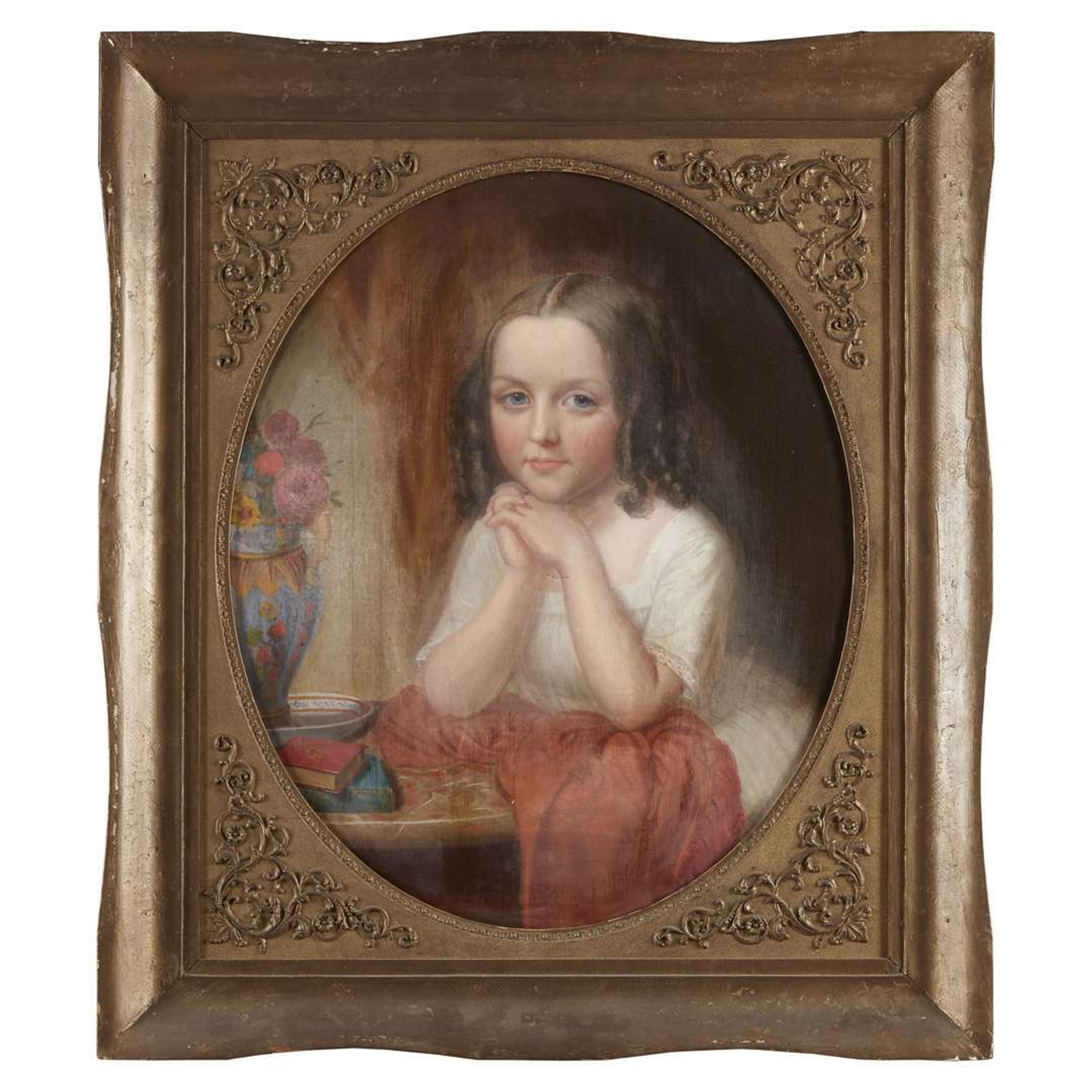 American School 19th century Portrait of a young girl, said to be Julia Blake