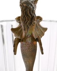 An Erté (Russian/French, 1892-1990) Gilt Bronze and Baccarat Glass Sea Maidens Vase