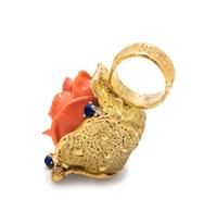 CORAL AND LAPIS LAZULI ROSE PENDANT