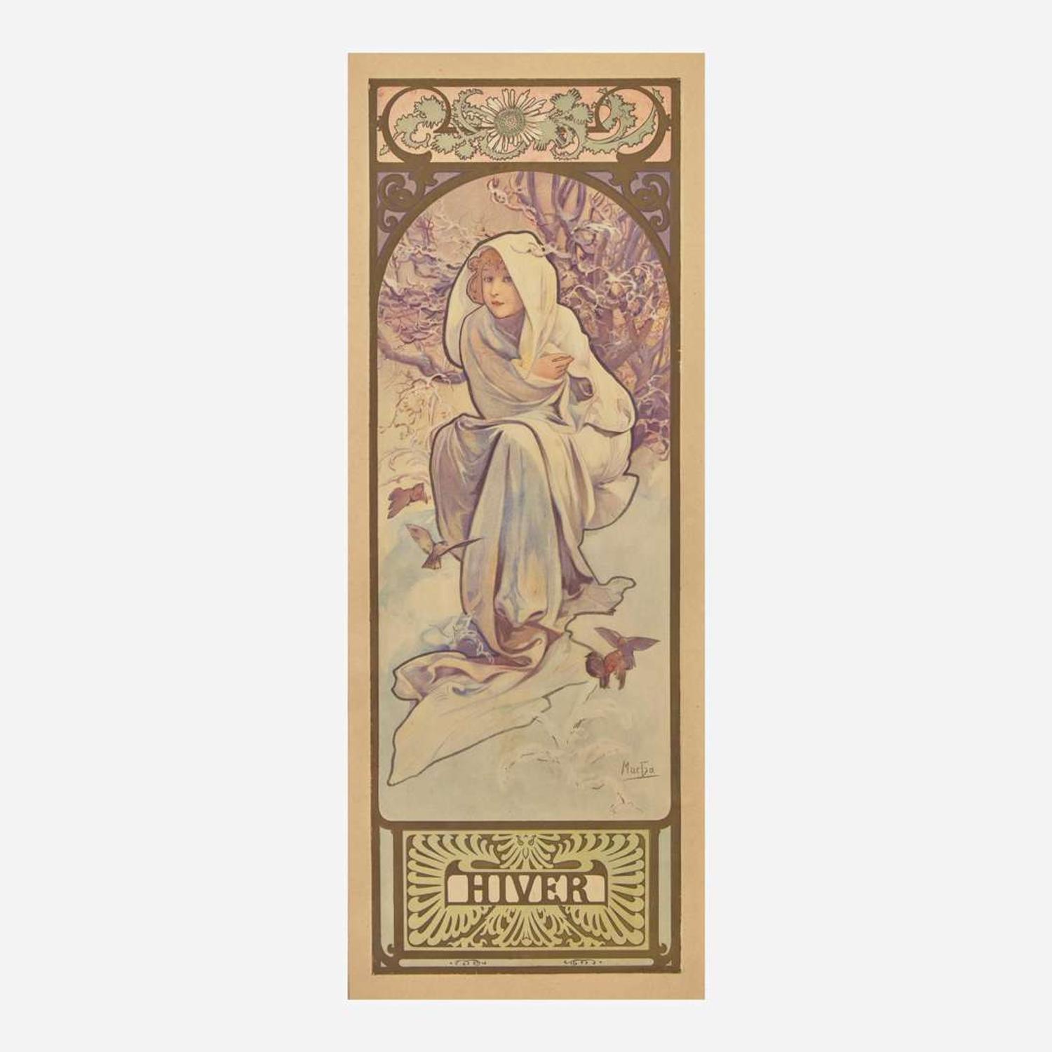 Alphonse Mucha (Czech, 1860–1939) Automne; together with Hiver from 'Les Saisons' (A Pair)