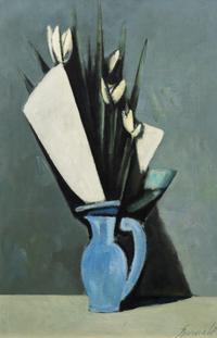 Duilio Barnabe, (Italian, 1914-1961), Flowers in a Blue Vase, c. 1959
