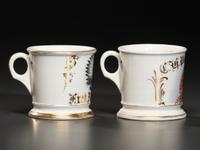 Two Porcelain Shaving Mugs Depicting Native Americans