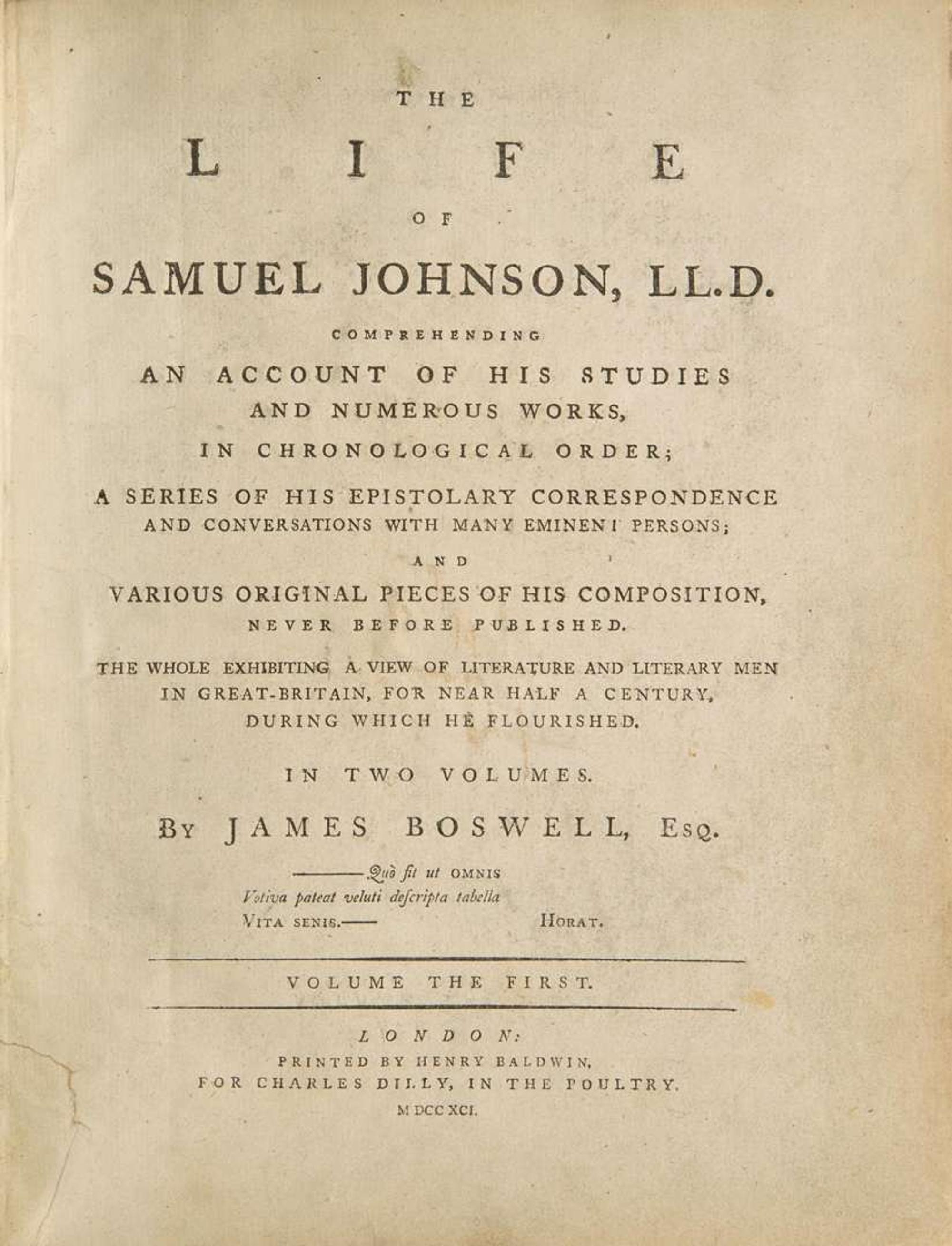 [Literature] [Johnson, Samuel] Boswell, James: The Life of Samuel Johnson...