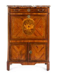 A Louis XVI Style Marquetry Marble-Top Secrétaire à Abattant