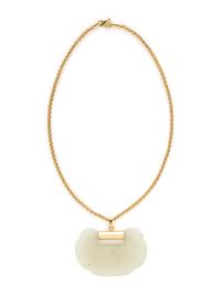 YELLOW GOLD AND CARVED JADE NECKLACE