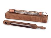 A Copper Tycos Candy Thermometer and a Wood Encased Floating Bath or Dairy Thermometer