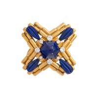 ALDO CIPULLO, YELLOW GOLD, LAPIS LAZULI, AND DIAMOND BROOCH