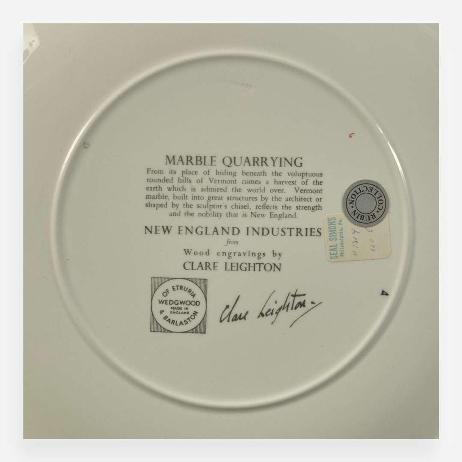 A Set of Twelve Wedgwood Queensware "New England Industries" Plates UK, 1950s