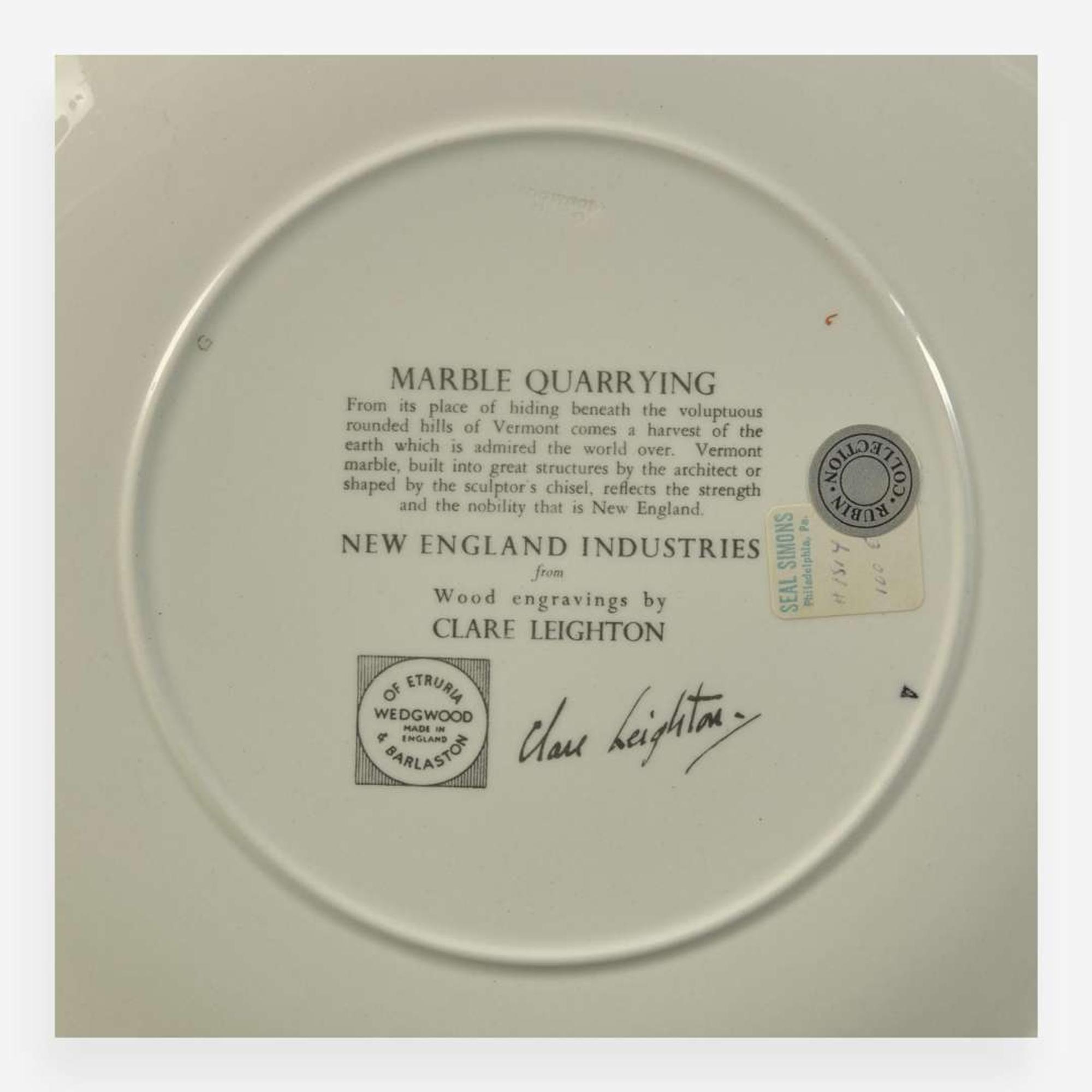 A Set of Twelve Wedgwood Queensware "New England Industries" Plates UK, 1950s