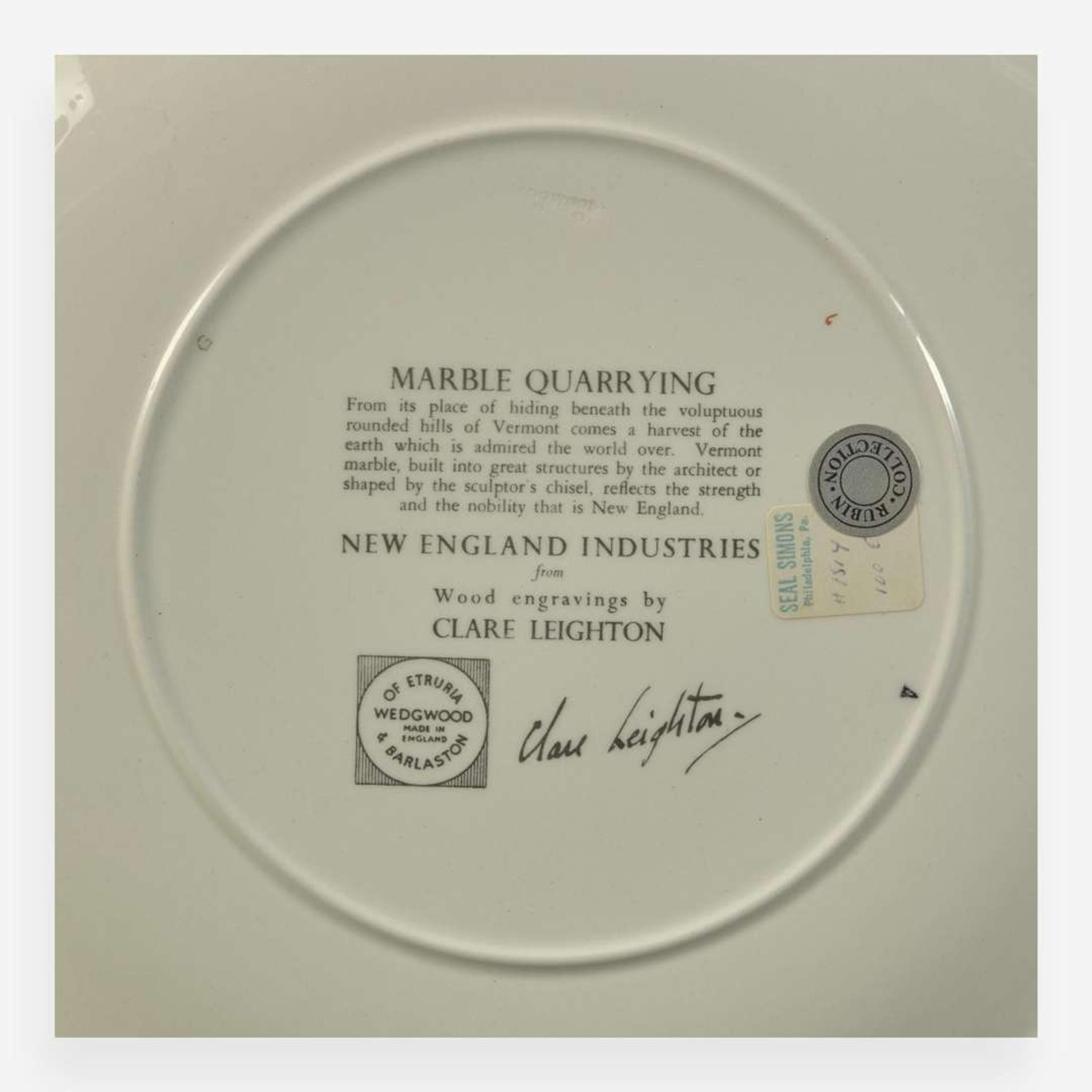 A Set of Twelve Wedgwood Queensware "New England Industries" Plates UK, 1950s