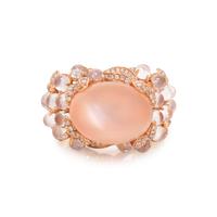 ORANGE CAT'S EYE MOONSTONE, DIAMOND AND MOONSTONE RING