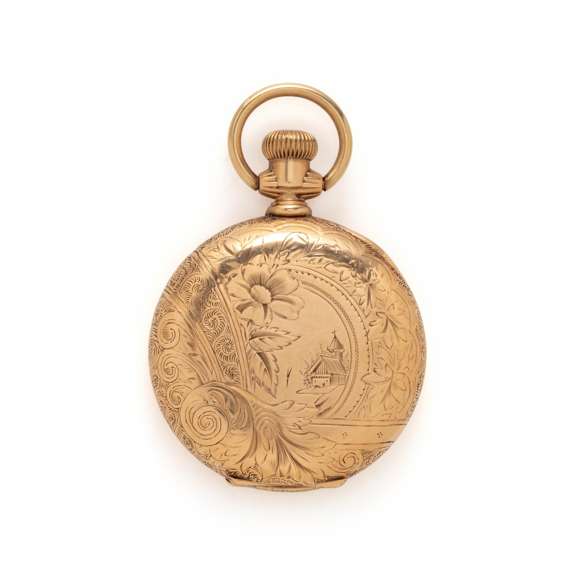 ELGIN, 14K YELLOW GOLD HUNTER CASE POCKET WATCH