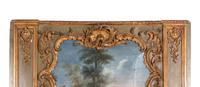 A Louis XV Green-Painted and Parcel-Gilt Trumeau Mirror