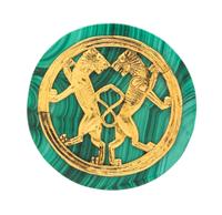 A Yellow Gold and Malachite Twin Lion Motif Pendant/Brooch, 19.90 dwts.