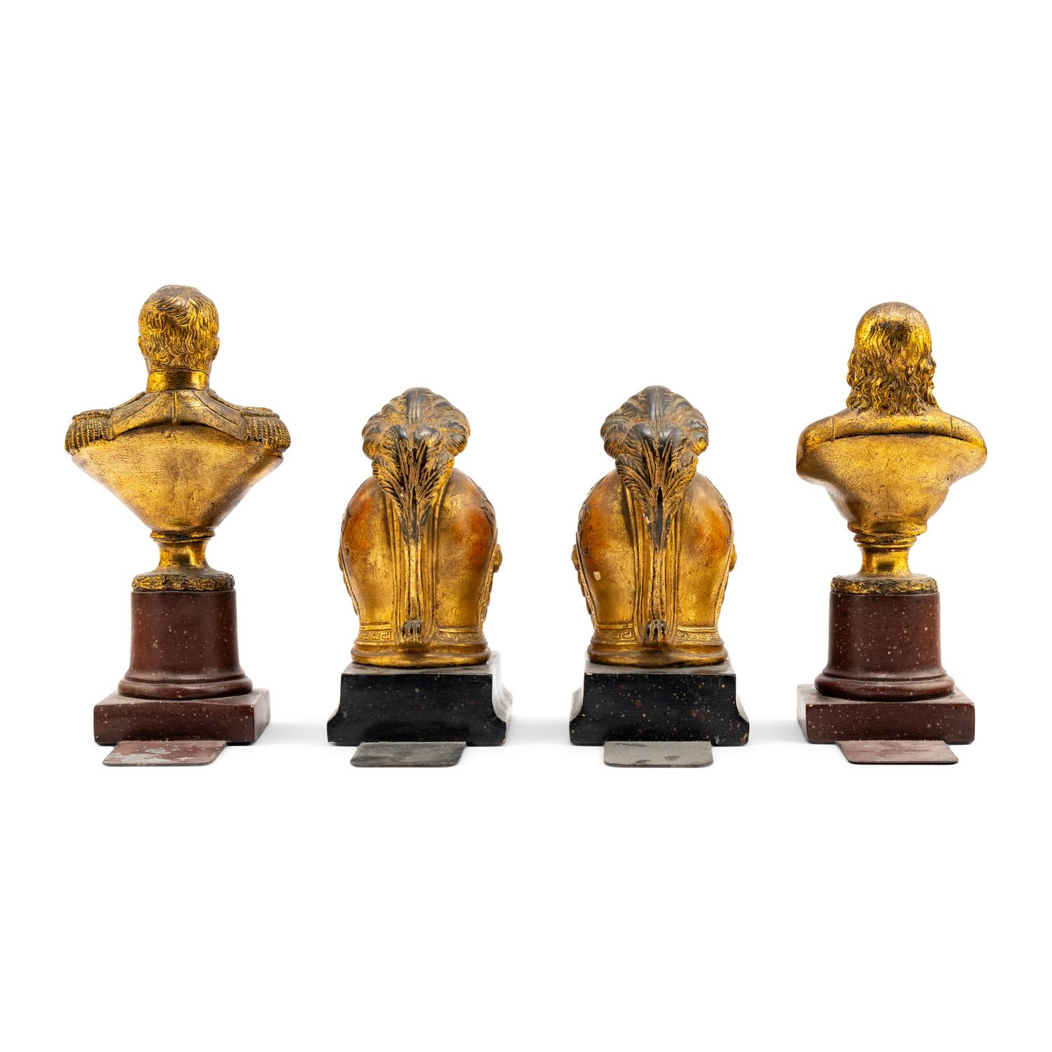 Two Pairs of Painted and Giltwood Bookends