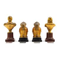 Two Pairs of Painted and Giltwood Bookends