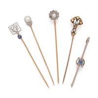 COLLECTION OF ANTIQUE MULTIGEM AND DIAMOND STICKPINS