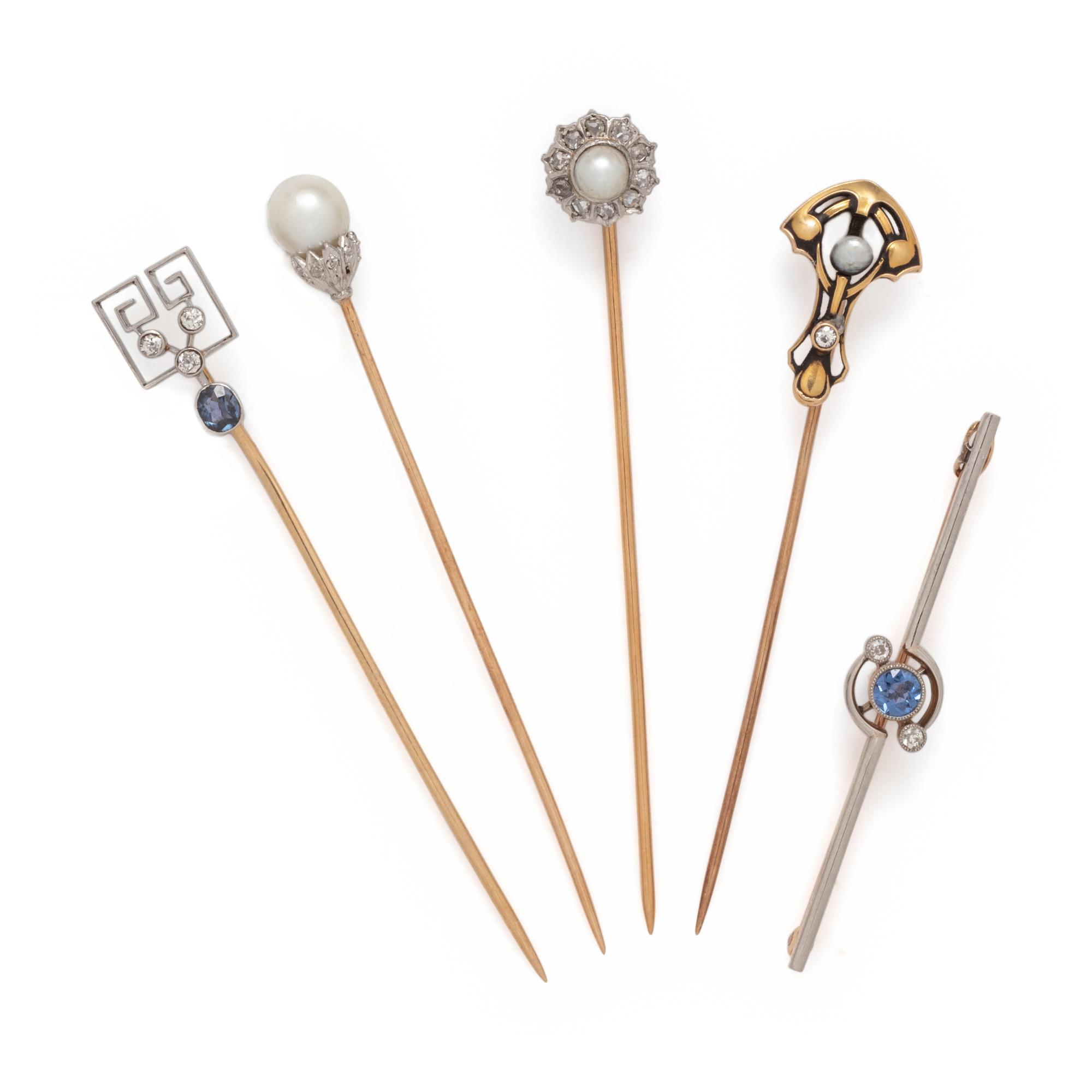 COLLECTION OF ANTIQUE MULTIGEM AND DIAMOND STICKPINS