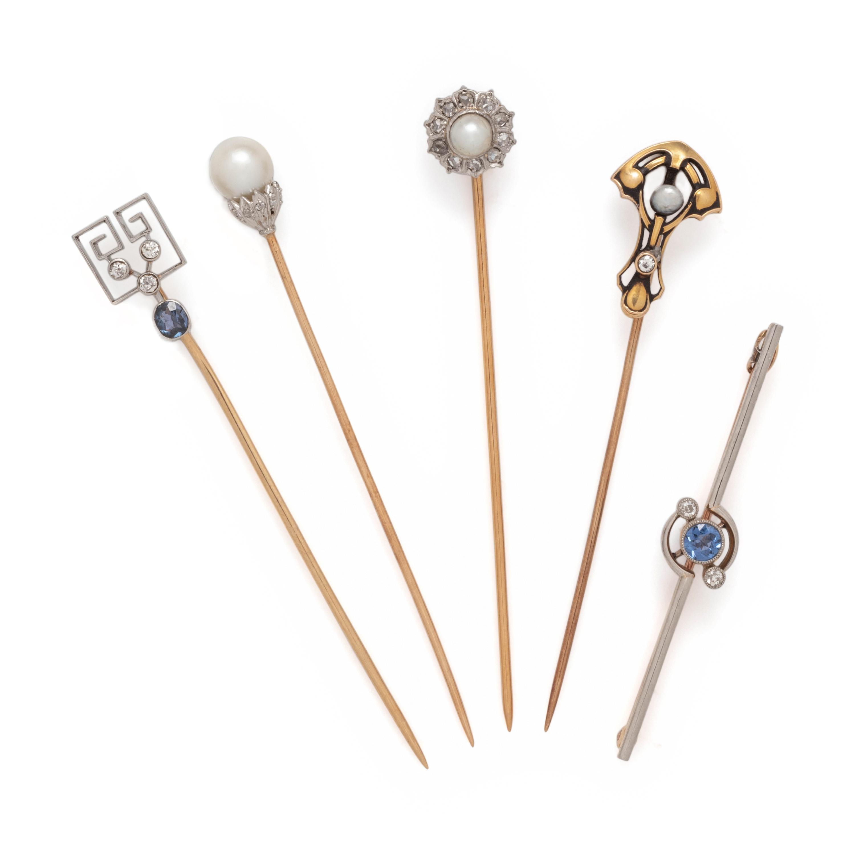 COLLECTION OF ANTIQUE MULTIGEM AND DIAMOND STICKPINS