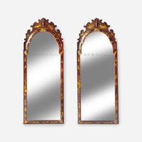 A large pair of Queen Anne style japanned mirrors early 20th century