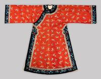 An Apricot Ground Embroidered Silk Ladies' Informal Robe