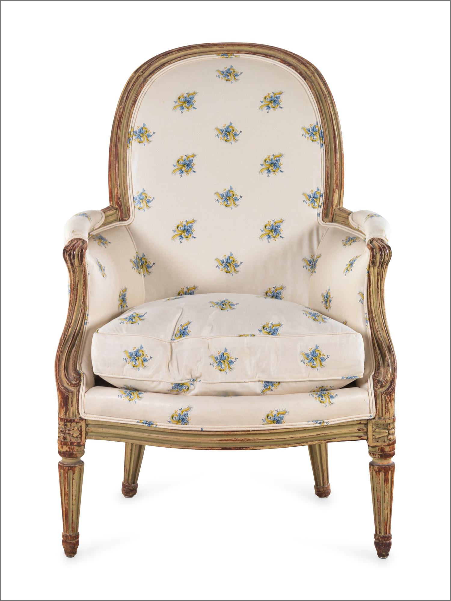 A Louis XVI Style Painted Bergere