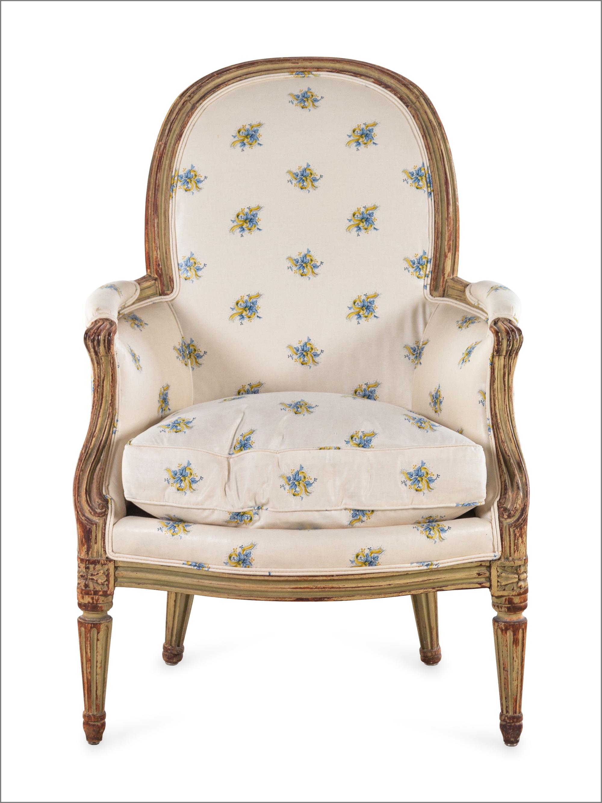 A Louis XVI Style Painted Bergere