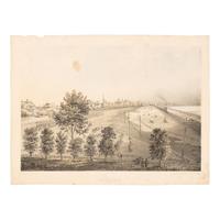 [Chicago Fire]. A group of 10 prints and 2 paintings, showing views of Chicago before and after the Great Fire, including:
