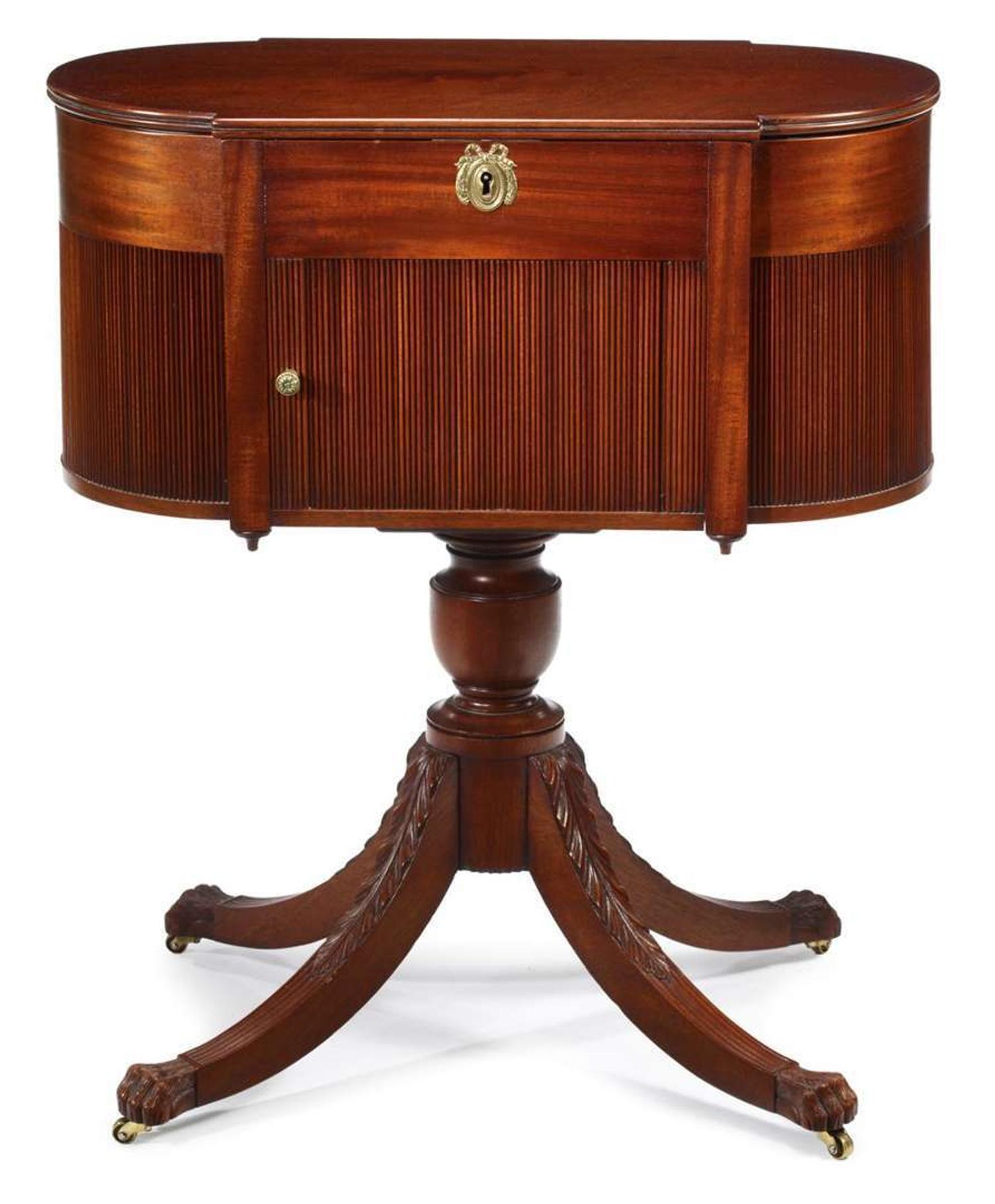 Mahogany Classical-style sewing cabinet attributed to robert whitley (b. 1924), bucks county, pa