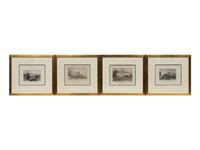Four English Engravings with Coloring