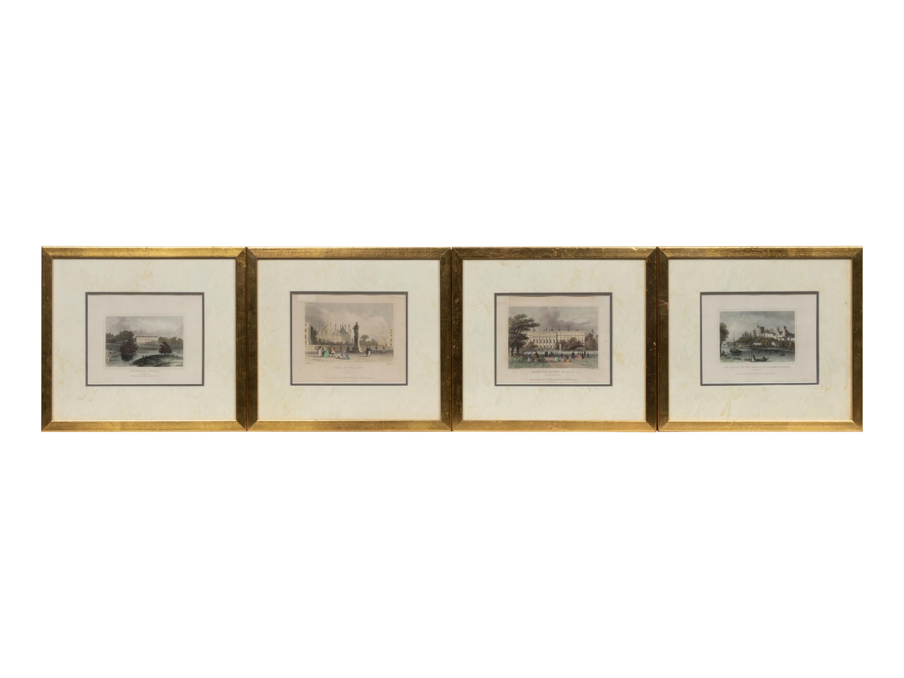 Four English Engravings with Coloring