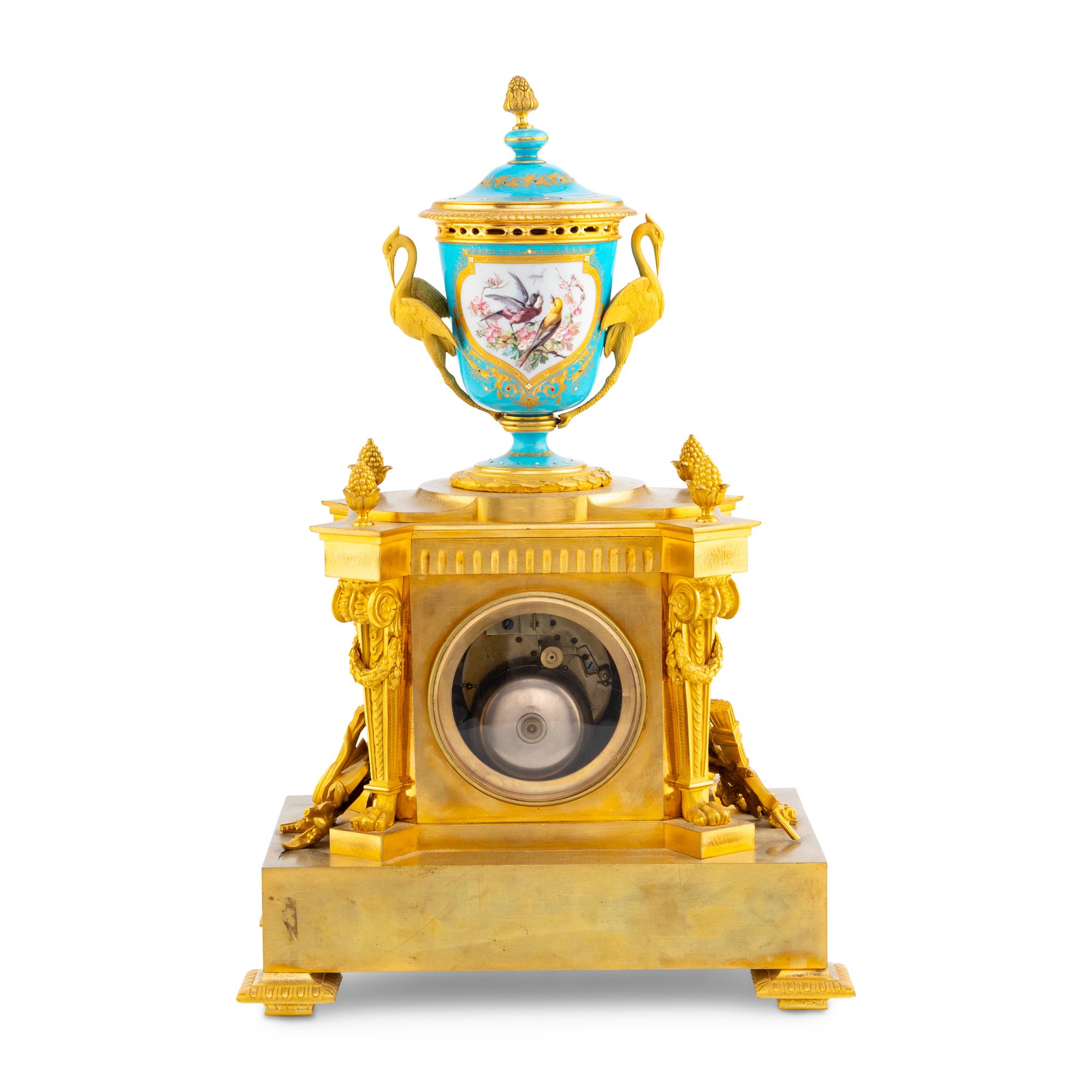 A French Ormolu and Sèvres Style Porcelain Mantel Clock