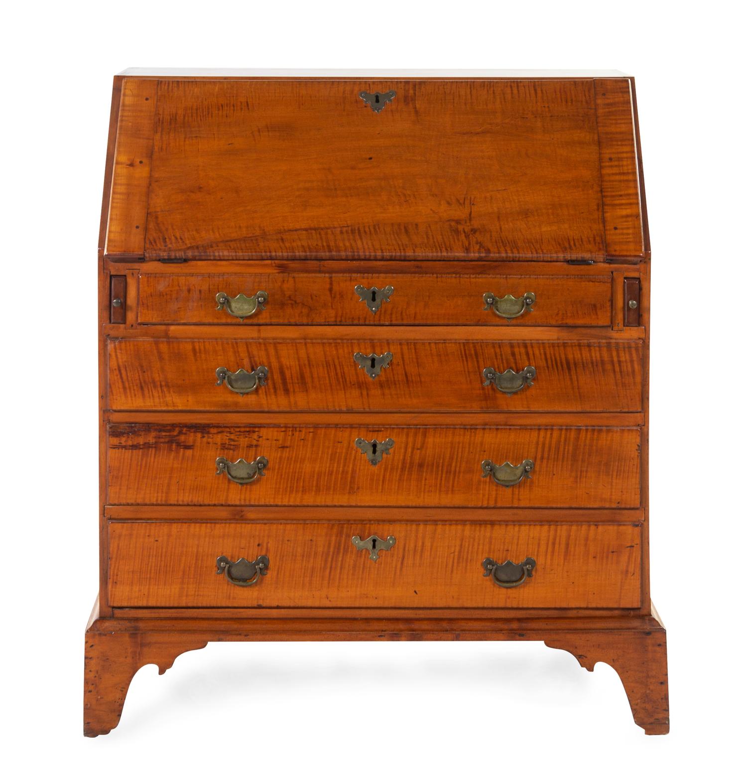 A Chippendale Tiger Maple Slant-Front Desk