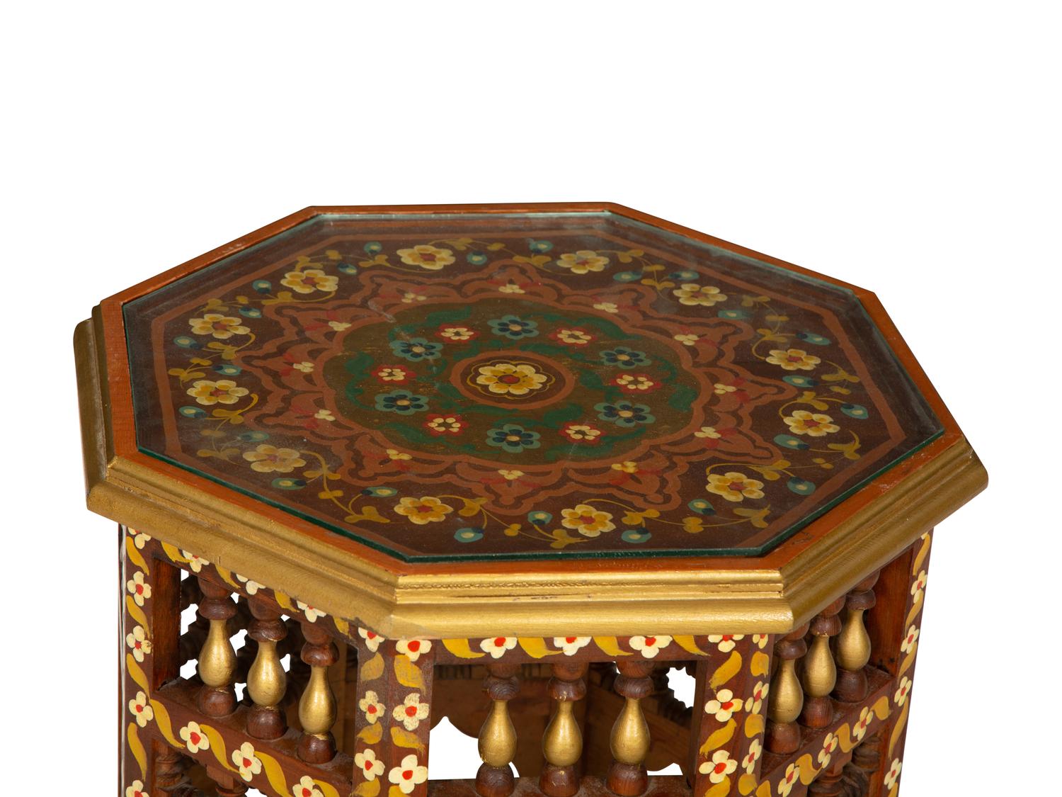 A Moroccan Style Painted Octagonal Side Table