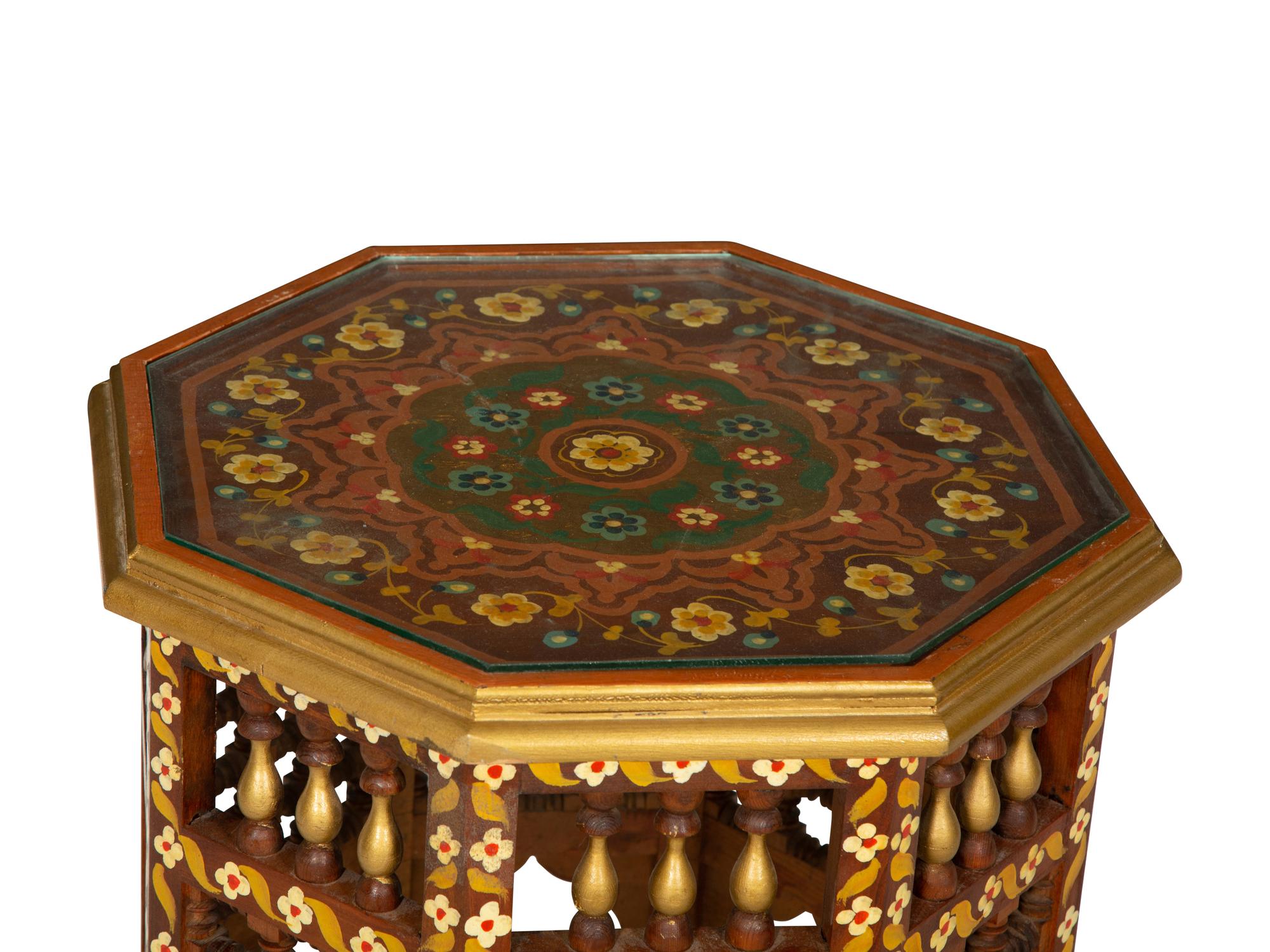 A Moroccan Style Painted Octagonal Side Table